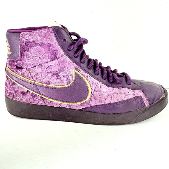 NIKE Blazer Mid Metallic Purple Velvet Gold Women 7 High Top Shoes AV8437-500 - Picture 1 of 11